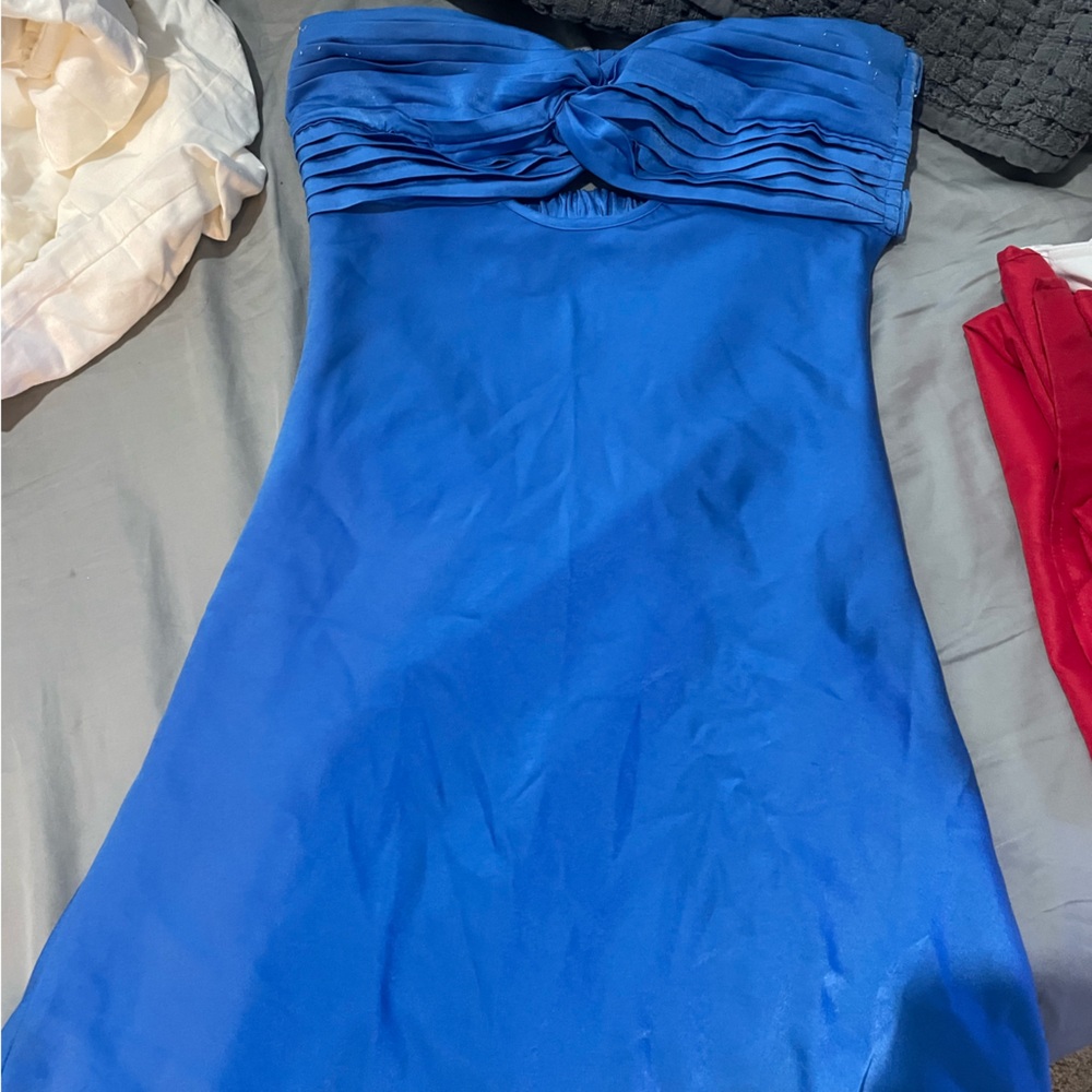 American Threads Vibrant Blue Strapless Dress